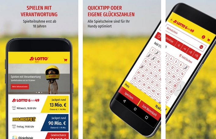 Grafische Darstellungen der LOTTO Bayern App für Smartphones