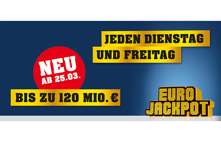 Bildmotiv Eurojackpot-Änderungen März 2022: Jackpot bis zu 120 Mio. Euro sowie Ziehungstage Dienstag und Freitag