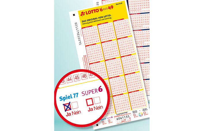 Grafik die visualisiert, wo auf dem Spielschein Spiel 77 angekreuzt werden kann.
