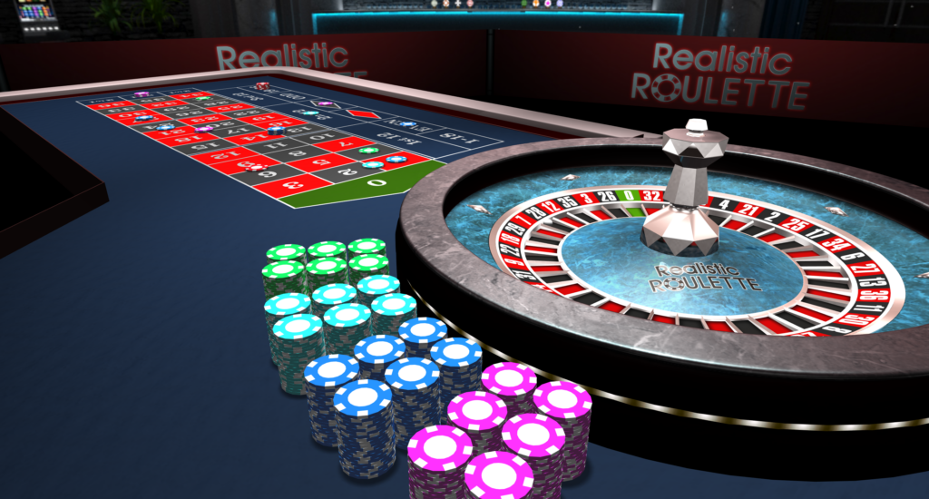 Ein Screenshot des Spiels Realistic Roulette aus dem Online Casino der SLSV. Ein virtueller Roulette-Spieltisch inkl. Jetons.