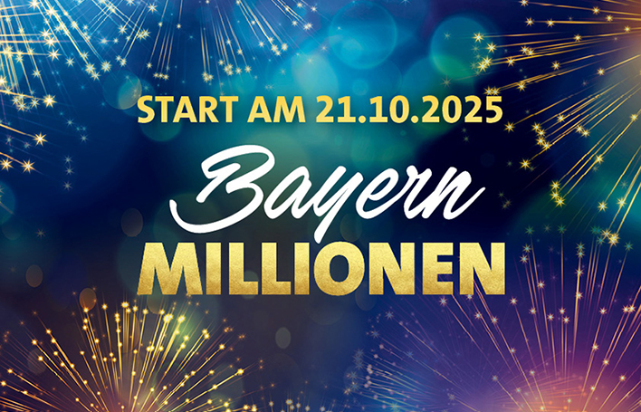 Visualisierung zum Start der BayernMILLIONEN 2025/2026: Feuerwerk und Schrift. Grafik: SLSV